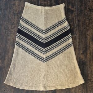 vintage RALPH LAUREN linen Stripe Skirt L Y2K A-line Chevron Southwestern Midi